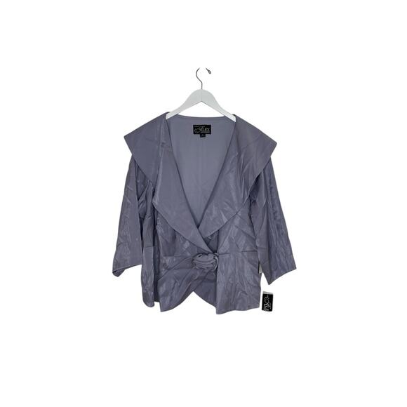 Alex Evenings Portrait Collar Neck Flower Shimmer Satin Blouse Plus Size 3X - Picture 4 of 7